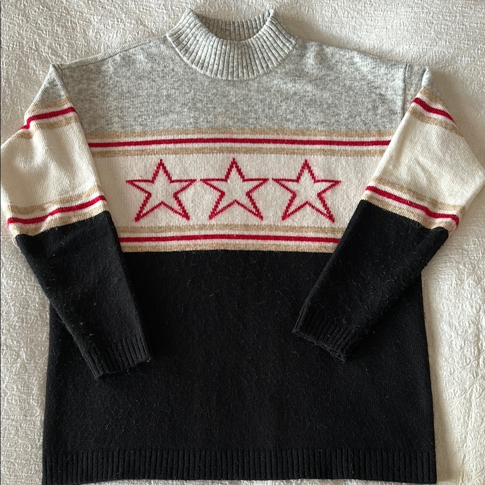 Lou & Grey Gray, Cream, and Black Star Sweater